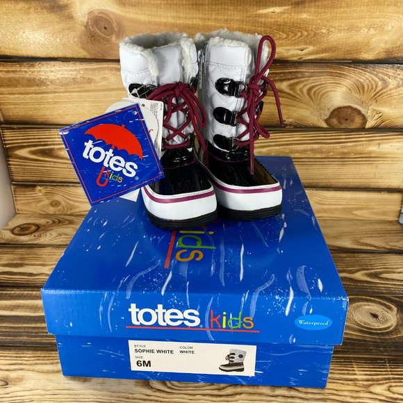 NEW totes Toddler Girls Sophie Winter Duck Boots White Black - Picture 7 of 10